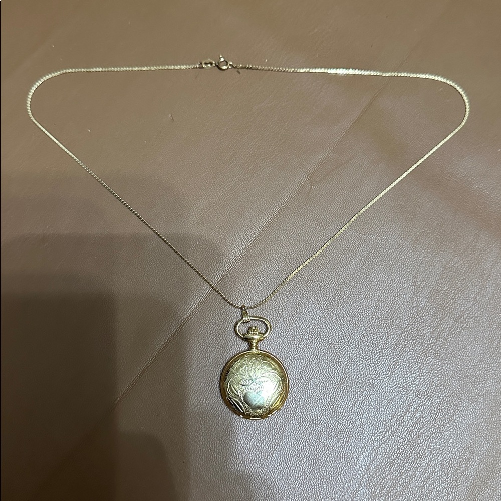Gold Pocket Watch Necklace COLIBRI